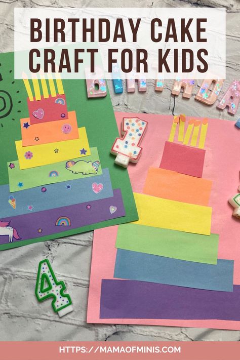 birthday cake craft for kids Cake Craft For Kids, Craft Ideas For Birthday, Birthday Cake Craft, Birthday Cake Art, Ideas For Birthday Cake, Happy Birthday Crafts, Kids Birthday Crafts, Preschool Birthday, Teacher Birthday