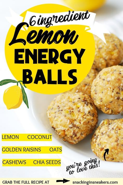 Close up of several lemon energy balls with a text overlay. Lemon Turmeric Energy Balls, Cycling Snacks, Lemon Energy Bites, Lemon Energy Balls, Turmeric Energy Balls, 2024 Meals, Galveston Diet, Energy Bites Healthy, Raw Treats