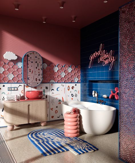 Kids Bathroom Design, Colorful Apartment, Eclectic Bathroom, Bathroom Remodel Pictures, Toilet Design, Home Decorating Ideas, Bathroom Kids, Summer Design, Design Styles