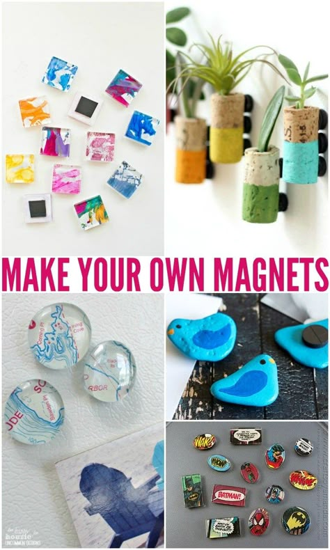 Fun n' Frugal DIY Magnets for Your Fridge! - Barefoot BudgetingDIY Magnets can be a super fun and easy and well you guessed it, Frugal  craft to do as a family or hoard the craft to yourself and WOW the  family with your fancy skills!#DIYmagnets #crafts #familyfun Make Your Own Magnets, Homemade Magnets, Home Easy Diy, Diy Magnets, Magnet Crafts, Easy Diy Ideas, Diy Gifts For Kids, Home Budget, Crafts To Make And Sell