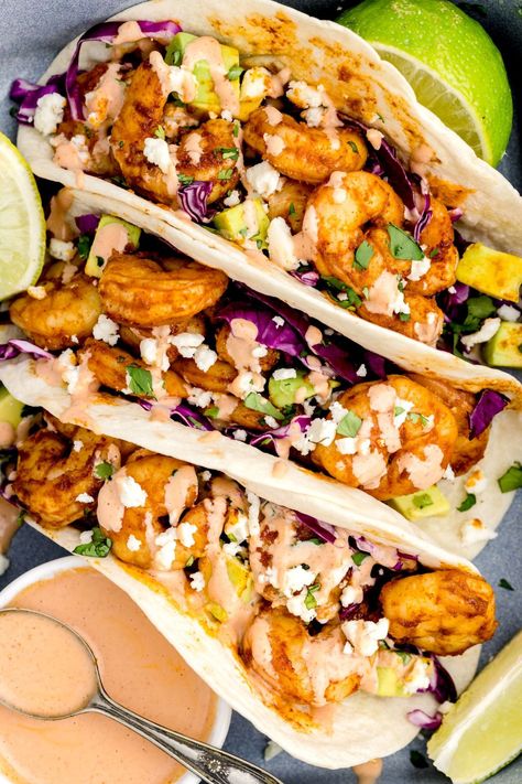 Air Fry Shrimp, Fried Shrimp Tacos, Air Fryer Shrimp Tacos, Healthy Shrimp Tacos, Fry Shrimp, Air Fryer Shrimp, Easy Air Fryer Recipes, New Air Fryer Recipes, Shrimp Taco Recipes