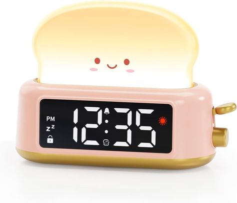 Amazon.com: Kids Alarm Clock, Digital Alarm Clock for Bedrooms, Cute Toast Night Light, Timer, Snooze, Adjustable Brightness, Small Bedside Clock for Kids Girls Boys Teens Birthday Room Decor : Home & Kitchen Toddler Clock, Small Digital Clock, Cute Toast, Alarm Clock Digital, Cute Alarm Clock, Kids Alarm Clock, Bedside Clock, Clock Digital, Small Bedside