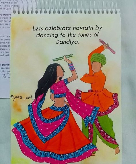 Navaratri Art Ideas, Navaratri Painting Ideas, Rangoli Ideas For Navratri, Navaratri Drawings Mandala, Navaratri Special Drawing, Navratri Related Drawing, Navratri Drawing Ideas Sketch, Drawing Ideas For Navratri, Navratri Doodle Art