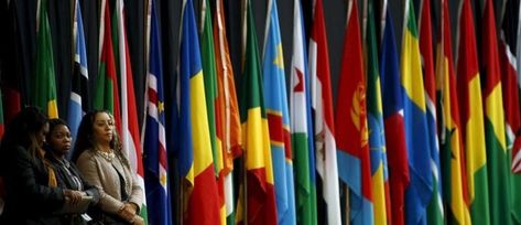 Women stand in front of some of the flags representing the 54 sovereign states that are members of the AU, at the end of the 25th African Union summit in Johannesburg, June 15, 2015. REUTERS/Siphiwe Sibeko - RTX1GN64 Drive Thru Movie, African Flags, All About Africa, International Youth Day, African Union, Central African Republic, Sustainable Fashion Brands, Venture Capital, Central African