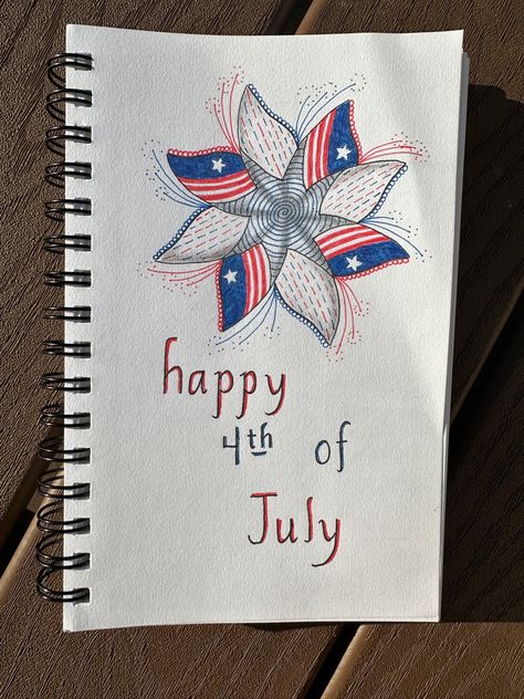 4th of July 4th Of July Drawings, July Drawings, Bulletin Journal, Forth Of July, Bulletin Journal Ideas, Happy 4 Of July, Painting Art Projects, Bullet Journaling, Journal Ideas