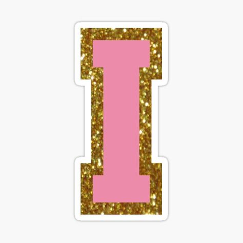 "gold and pink varsity letter T" Sticker by byleahwithlove | Redbubble Diy Graduation Gifts, Retro Wallpaper Iphone, Pink Birthday Party, Varsity Letter, Pink Letter, Graduation Diy, Gold And Pink, Letter Stickers, Letter J