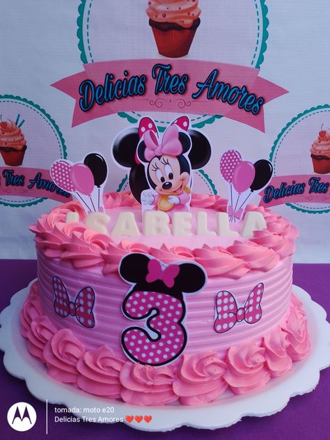 Minnie Mouse Rosette Cake, Pink Minnie Mouse Cake, Cake Decorated With Fruit, Mouse Birthday Cake, Mickey Mouse Birthday Cake, Eye Wrinkles, Disney Birthday Cakes, Bolo Minnie, Rosette Cake