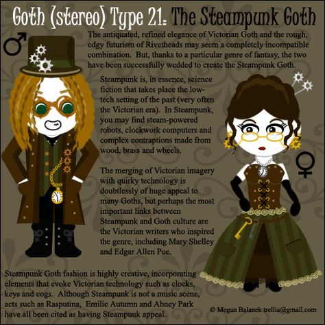 Goth Type 21: Steampunk Goth by Trellia on DeviantArt Goth Types, Goth Family, Goth Humor, Goth Culture, Types Of Goth, Goth Memes, Gothic People, Steampunk Goth, Goth Subculture