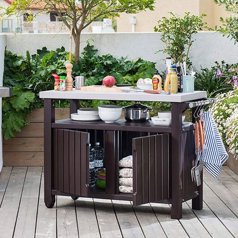 Game Party Ideas, Kitchen Prep Table, Outdoor Buffet, Bbq Bar, Bbq Table, Outdoor Barbeque, Patio Storage, Bbq Kitchen, Best Outdoor Furniture