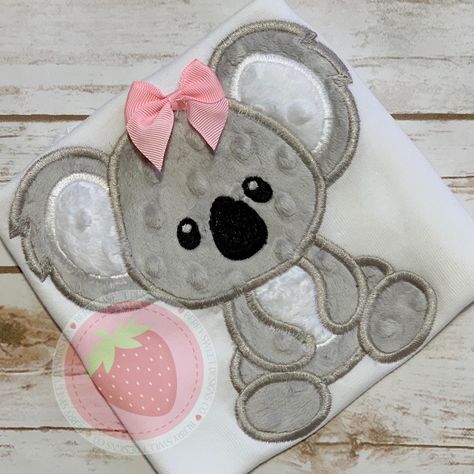 Minky Koala embroidery shirt Koala Applique Pattern, Koala Embroidery, Koala Bear Baby, Applique Ideas, Embroidery Shirt, Baby Quilt Patterns, Baby Boy Quilts, Boy Quilts, Applique Pattern