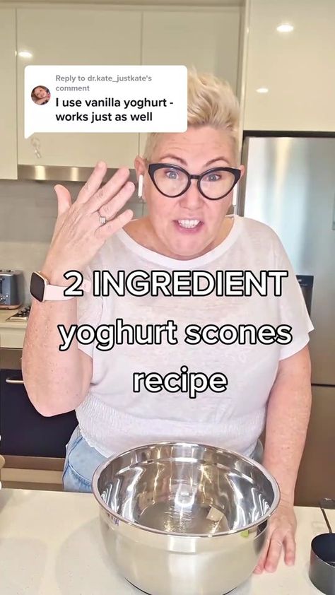 Replying to @dr.kate_justkate 2 INGREDIENT YOGHURT SCONES RECIPE 3 cu... | TikTok Yogurt Scones Easy Recipes, Yoghurt Scones Recipe, Easy Scones Recipe 3 Ingredients, Scones Recipe Easy 3 Ingredients, 3 Ingredient Scones, How To Make Scones, Scone Recipes, Scones Recipe Easy, Self Raising Flour