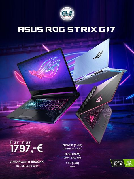 ASUS 𝐑𝐎𝐆 𝐒𝐭𝐫𝐢𝐱 𝐆𝟏𝟕 Republic Of Gamers, Hp Pavilion Laptop, Asus Computer, Technology Posts, Computer Station, Disney Print, Banner Ads Design, Asus Laptop, Graphic Design Ads