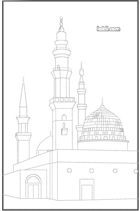 Medina Mosque Painting, Makka Madina Sketch, Madina Sharif Drawing, Mosque Drawing Islamic Art, Madina Drawing, Masjid Drawing, Islamic Sketches, Islamic Drawing, Islam Drawing