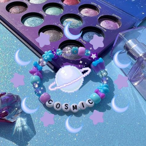 The Heavenly Shop on Instagram: "let’s take a trip to space 🛸 our new cosmic bracelet has all the ufo vibes 👽✨ shop now at theheavenlyshop.co 🚀 • • • • • • • #jewelrylovers #y2k #kandi #pinterest #explorepage #smallbusiness #pinterestaesthetic #kandibracelet #beadedbracelet #spacejewelry #trendy #trending #bracelets #exploremore #theheavenlyshop #trendyjewelry #kawaii" Bracelet Ideas With Beads, Ideas With Beads, Sunflower Paper Craft, Scene Kandi, Rave Bracelets, Sunflower Paper, Pulseras Kandi, Diy Kandi Bracelets, Pony Bead Bracelets