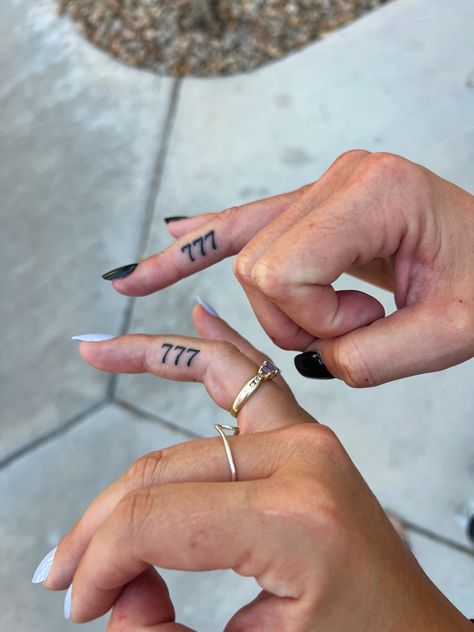 Angel Number Tattoo Finger, Finger Tattoos Angel Numbers, 7 Finger Tattoo, 7 Angel Number Tattoo, 33 Number Tattoo, 777 Wrist Tattoo, 777 Finger Tattoo, Number Tattoo On Finger, Angel Number Tattoo Ankle