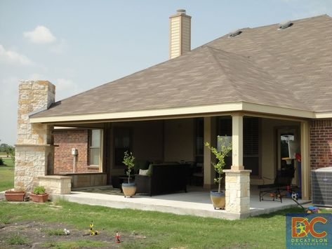 Patio Roof Ideas, Poured Concrete Patio, Patio Addition, Backyard Covered Patios, Covered Patio Design, Screened Porch Designs, Waterproof Patio, Outdoor Covered Patio, Roof Ideas