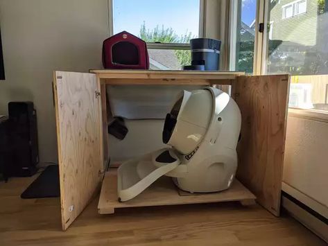 A DIY adventure building a Litter Robot enclosure - Imgur Litter Robot Cover, Diy Litter Robot Enclosure, Litter Robot Cabinet Diy, Litter Robot Cabinet, Litter Robot Enclosure, Diy Credenza, 2023 Apartment, Robot Room, Diy Litter Box