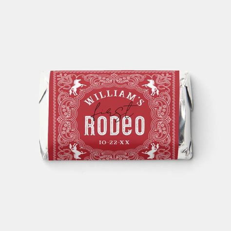 First Rodeo 1st Birthday Western Hershey's Miniatures | Zazzle Rodeo 1st Birthday, Hershey Miniatures, Western Birthday, First Rodeo, Candy Favors, Birthday Design, Sticker Shop, Rodeo, Craft Party