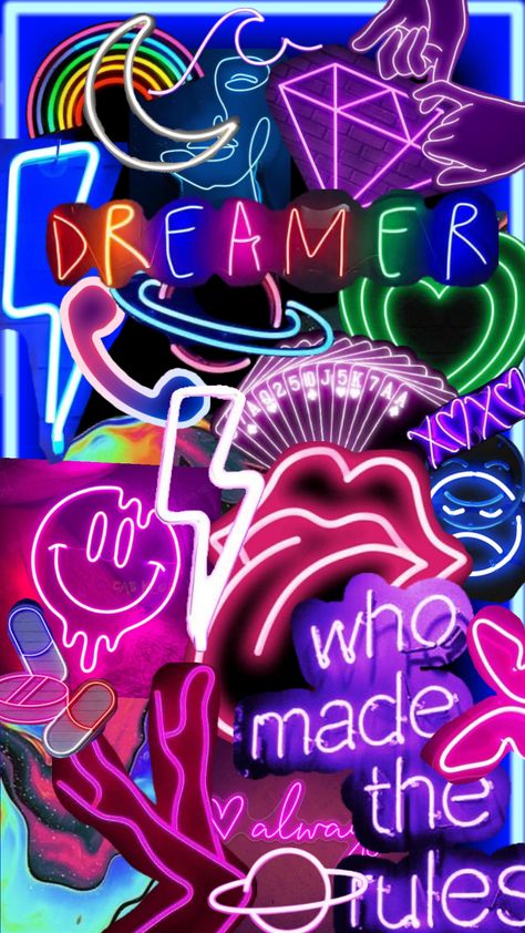 #vibes #art #neon #aesthetic #mood #wallpaper #signs #collageart Neon Music Aesthetic, Aesthetic Mood Wallpaper, Stick Aesthetic, Neon Music, Bright Aesthetic, Aesthetic Neon, Trippy Iphone Wallpaper, Glow Stick, Vibes Art