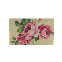 Pink & Green Spring Floral Doormat Spring Doormat, Spring Doormats, Spring Rugs, Green Floral Design, Long Flowers, Spring Roses, Indoor Doors, Indoor Door Mats, Christmas Central