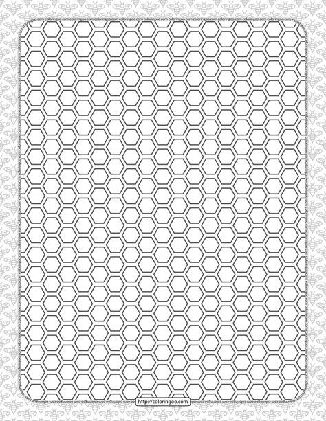 Free Printable Honeycomb Hexagon Pattern Honeycomb Coloring Page, Honeycomb Drawing Pattern, Honeycombs Drawings, Honeycomb Hexagon, Mindfulness Coloring, Paint Patterns, Bee Stuff, Mindfulness Colouring, Pattern Sheet