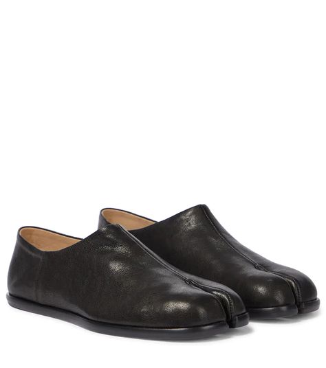 Tabi Leather Loafers - Maison Margiela | Mytheresa Tabi Loafers, Maison Margiela Tabi, Margiela Tabi, Margiela Shoes, Black Loafers, Leather Slip Ons, Leather Loafers, Loafer Shoes, Leather Heels