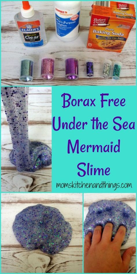 We had soooo much fun with the Red, White, & Blue Glitter Slime that we just had to make more!  This beautiful Mermaid inspired slime is borax & detergent free.  In just a few steps you can have your own Mermaid slime!   1/2 C hot water 1 tsp baking soda contact solution clear glue … Mermaid Slime, Dibujos Toy Story, Crafty Morning, Slime No Glue, Diy Slime Recipe, Slime Time, Slime Party, Mermaid Crafts, Slime Recipes