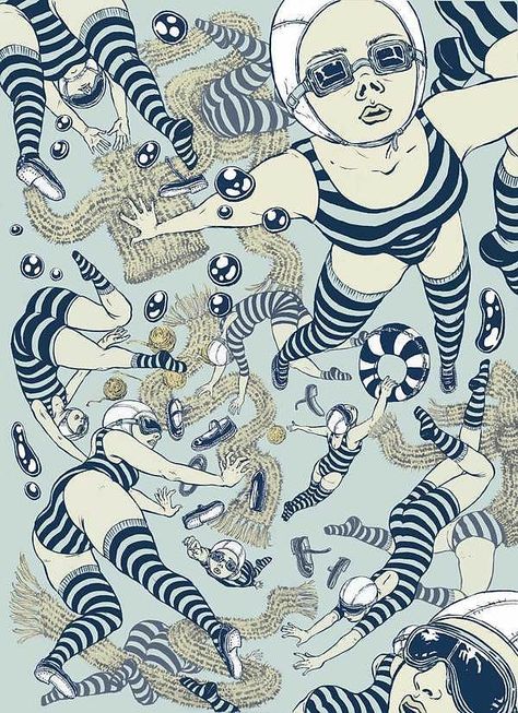 Yuko Shimizu, Water Illustration, School Of Visual Arts, Japanese Illustration, Into The Water, Design Textile, Art And Illustration, Illustrations And Posters, Art Paint