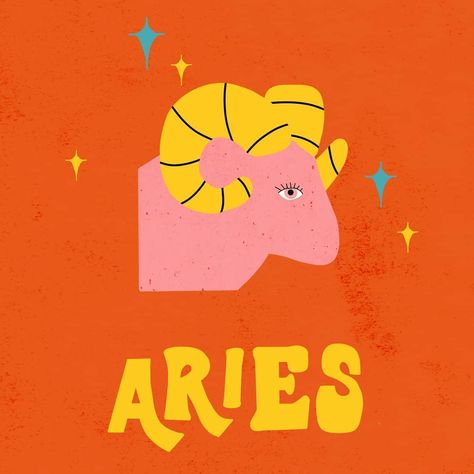 Aries Illustration, Uni Room Decor, Zodiac Decor, Graphic Star, Zodiac Illustration, Aries Moon, Aries Star Sign, Anthro Style, 2023 Ideas