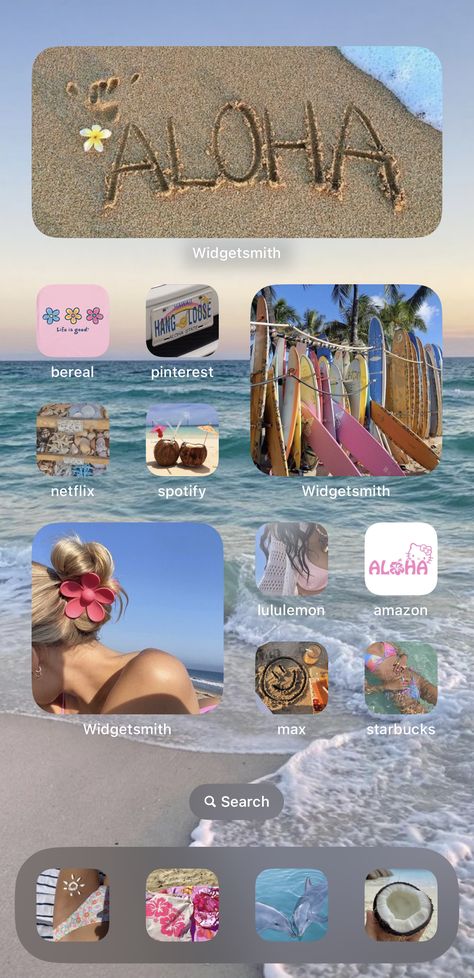 Coconut Girl Homescreen, Preppy Home Screen, Preppy Home, Beach Photo Inspiration, Cute Home Screens, Home Lock Screen, Cute Summer Wallpapers, Wallpaper Iphone Summer, Iphone Home Screen Layout