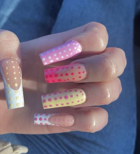 Dot Nails Acrylic, Dot Nails, Polka Dot Nails, Dots Nails, Nails Acrylic, Nail Manicure, Acrylic Nails, Polka Dot, Manicure