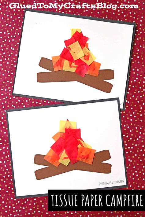 Paper Campfire, Camping Crafts Preschool, Tent Craft, Camping Theme Preschool, Fire Crafts, Camping Projects, Summer Preschool Crafts, Camping Crafts For Kids, August Crafts