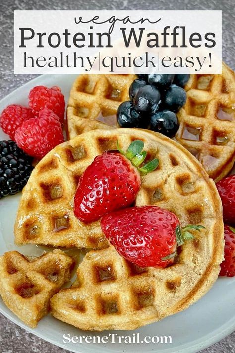 Protein Waffles (Vegan) Protein Waffles Vegan, Vegan Protein Waffle Recipe, Vegan Protein Waffles, Lentil Waffles, Egg Waffle Recipe, Egg Waffle, Healthy Waffles, Vegan Waffles, Protein Waffles