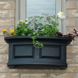 Mayne, 2 ft. Nantucket Window Box in Black, 4829-B at The Home Depot - Mobile Box Planters, Nantucket Style, Window Planters, Outdoor Tablecloth, Window Planter Boxes, Plastic Planters, Water Reservoir, Decorative Planters, Plant Combinations