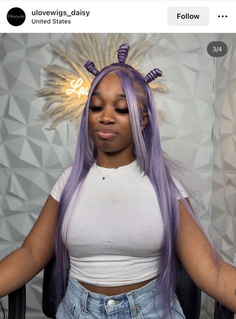 Purple Wig Hairstyles, Light Purple Wig, Lavender Wig, Wig Hairstyles For Black Women, Wigs Ideas, Cute Wigs, Future Hairstyles, Frontal Wig Hairstyles, Purple Wig