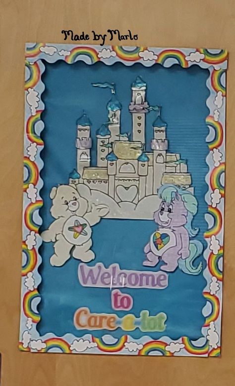 Care Bears Bulletin Board, Care Bear Classroom Theme, Care Bear Bulletin Board, Care Bear Classroom, Bear Bulletin Board Ideas, Bear Theme Preschool, Class Door Decorations, Classroom Setup Elementary, Daycare Setup