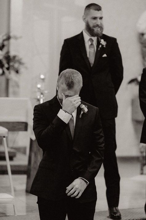 Groom Crying, Church Wedding Photos, Wedding Guests Photos, Life Timeline, Conway Arkansas, Wedding Singer, Happy Aesthetic, Groom Reaction, Church Aesthetic