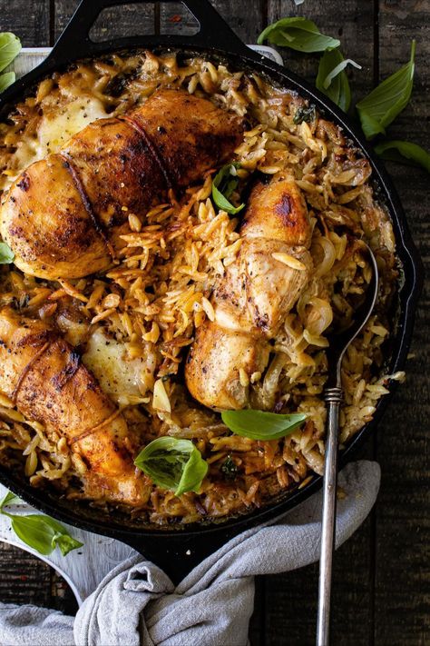 French Onion Chicken Orzo, French Onion Orzo, French Onion Stuffed Chicken, Breakfast Recipes Vegetarian, One Pot Orzo, Chicken And Orzo, One Pot Wonder, Tom Kerridge, Orzo Recipe