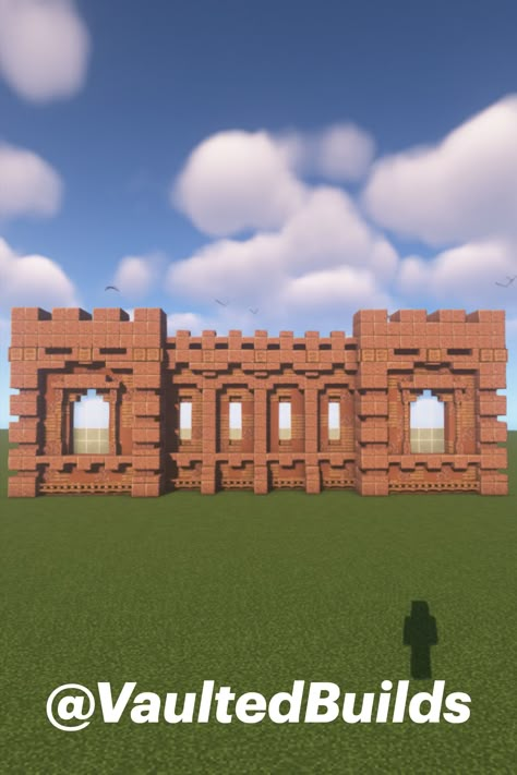 Minecraft Medieval Gate Design, Minecraft Underground Wall Design, Granite Builds Minecraft, Granite House Minecraft, Minecraft Castle Window Ideas, Castle Window Minecraft, Minecraft Large Windows Design, Minecraft Granite Building, Minecraft Granite House