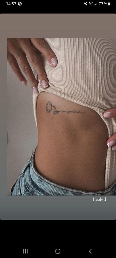 Rib Small Tattoos For Women, Cute Rib Cage Tattoos For Women, Tattoo On Ribs For Women Quotes, Tattoo Ideas For Ribs For Women, Tattoo Ideas Ribs Side Women, Pretty Rib Tattoos For Women, Small Tattoos Ribs, Ribcage Tattoos For Women Quotes, Christian Rib Tattoos