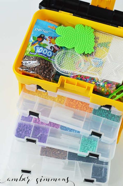 Organizing Perler Beads, Diy Bead Storage Ideas, Perler Beads Organization, Perler Organization, Perler Bead Storage Ideas, Perler Storage, Perler Bead Storage, Bead Storage Ideas, Rainbow Loom Rubber Bands