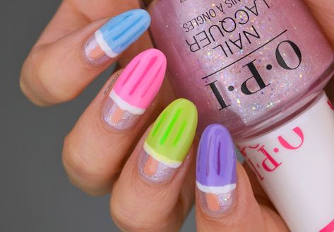 Popsicle nail art Popsicle Nails, Skincare And Makeup, Popsicles, Nail Artist, Beauty Blogger, Vancouver, Blogger, Nail Art, Nails