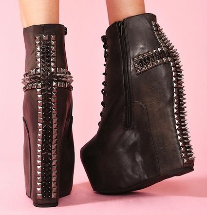 Damsel Cross Spike Boot by Jeffrey Campbell Rock And Roll Women, Spiked Boots, Vision Board Outfits, Fancy Boots, Punk Clothes, Jeffrey Campbell Boots, Its A Secret, Must Have Shoes, Boys And Girls Club