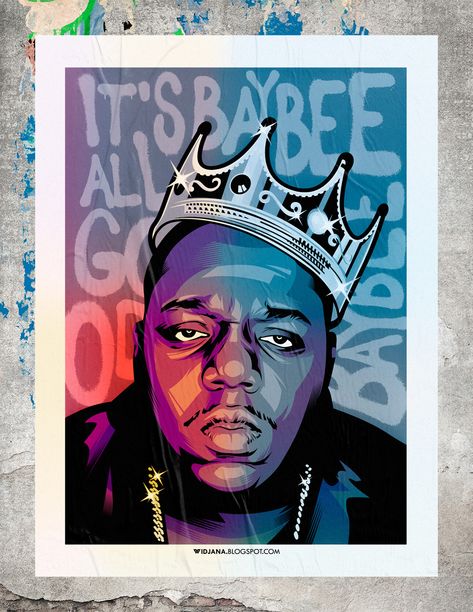 Notorious Big Art, Rapper Art, Tattoo Shirts, Notorious Big, Hip Hop Art, Big Art, Vector Drawing, Star Stickers, Famous Artists