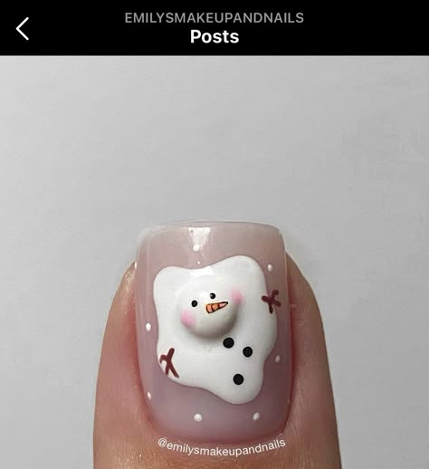 Frosty The Snowman Nail Art, Nail Art Snowman, Holiday Nail Art Designs, Christmas Ghost Nails, Pink Snowman Nails, Melting Snowman Nails, Melted Snowman Nails, Nail Snowman, Frosty The Snowman Nails