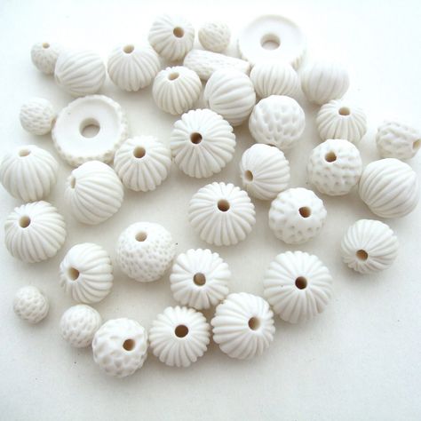 https://flic.kr/p/bX8h2B | white porcelain beads                                                                                                                                                                                 More Cold Porcelain Jewelry, Porcelain Jewellery, Dough Ideas, Ceramic Bead Jewelry, Porcelain Beads, Porcelain Earrings, Pottery Techniques, Pottery Crafts, Black Clay