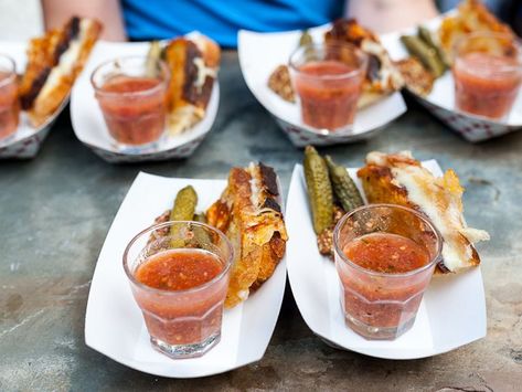 Tasty Cocktail and Appetizer Pairings We Love | TheKnot.com Bacon Wrapped Snacks, Wedding Reception Appetizers, Reception Appetizers, Soup Shots, Basic Cocktails, Cocktail Hour Food, Fried Mac And Cheese, Wedding Appetizers, Chicken And Biscuits