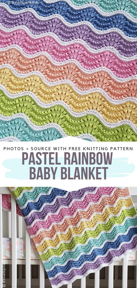 Pastel Rainbow Baby Blanket Free Knitting PatternThis great knitted wavy pattern looks amazing in pastel rainbow colours. Rainbow Baby Blanket Crochet Free Pattern, Wavy Crochet Pattern, Wavy Baby Blanket, Rainbow Baby Blanket Crochet, Rainbow Baby Crochet Blanket, Rainbow Crochet Baby Blanket Pattern, Knitted Rainbow Baby Blanket, Baby Crochet Blanket Rainbow, Crochet Blanket Rainbow