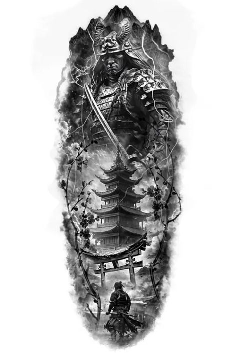 Custom tattoo design - a reflection of your individuality and style, waiting to be etched into reality. Japanese Tattoo Art Half Sleeve, Asian Mountain Tattoo, Full Leg Tattoo Men Japanese, Japanese God Tattoo, Japanese Fu Dog Tattoo Design, Japanese Sleeve Tattoo Design, Realistic Japanese Tattoo, Japanese Style Tattoo Sleeve, Traditional Japanese Samurai Tattoo