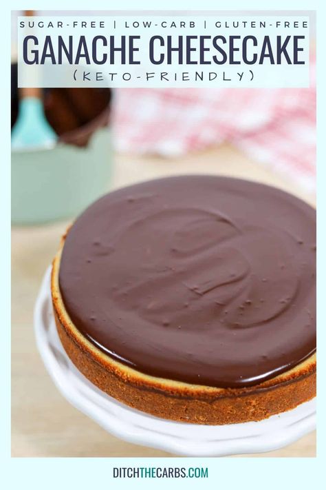 Keto Ganache Recipe, Keto Ganache, Keto Chocolate Ganache, Thm Cheesecake, Ganache Cheesecake, Chocolate Ganache Cheesecake, New York Baked Cheesecake, Espresso Cheesecake, Cheesecake New York